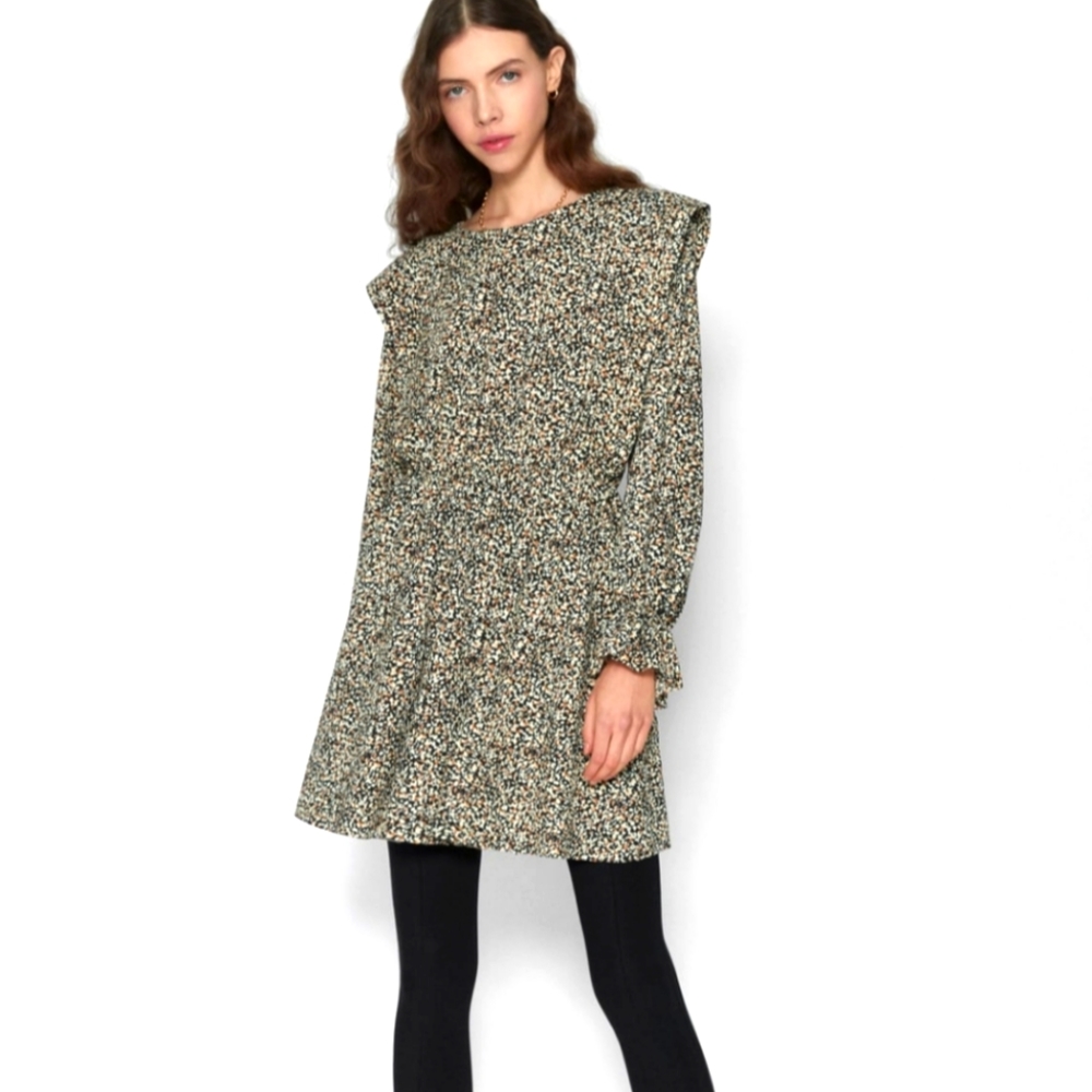 Zara Textured Dress With Ruffles TRF. M.